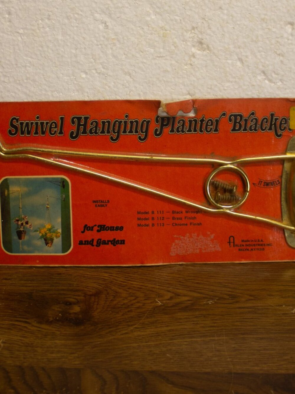Swivel Hanging Planter Bracket-New Old Stock-Brass Finish-Vintage-Made in USA